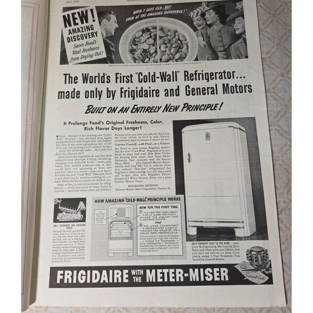 Frigidaire Cold Wall Refrigerator 1939 General Motors Vintage Kitchen Appliance